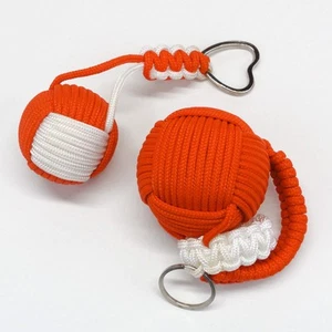 Floating Key Chain Paracord Monkey Fist Boat Lot of 2 Bright Orange Red White - Picture 1 of 7