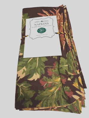 April Cornell Antoinette Set of 10 Fall  NAPKINS 16x16 Burgundy Brown Coral - Image 1 of 4