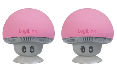 2 Stück Bluetooth Lautsprecher Box Musikbox kabellos  "Mushroom"-Design rosa - Bild 1 von 4