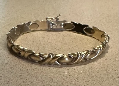 VTG Turkish 14K Solid Yellow Gold XO Hugs & Kisses Link Bracelet 7.5”, 10.3g EUC - Image 1 of 4