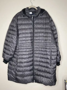 Lands End Down Woman Plus 4X Daunen Stepp Mantel Jacke Kapuze Taschen gesmokte Taille - Bild 1 von 9