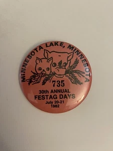Minnesota Lake Minnesota 1982 Festag Days Pin Back Button P33 - Picture 1 of 3