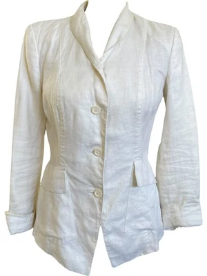 Gucci Ecru Linen Tailored Blazer Classic Buttoned Pockets - Size 42 - Image 1 of 4