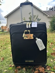 Love Moschino Logo Plaque Trolley Carry-On Luggage - Picture 1 of 14