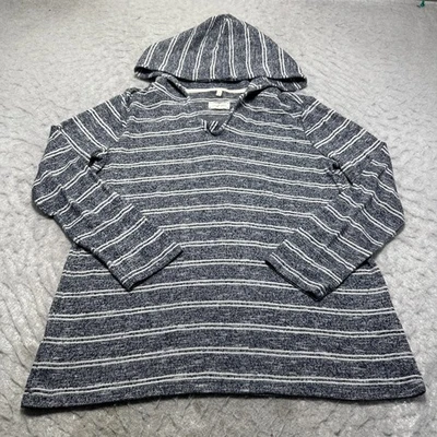 Lou & Grey Hoodie Blue Gray Striped Lightweight Rayon Blend Womens Size Medium M - Image 1 of 4