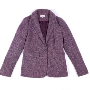 Blazer Loft viola spina di pesce un bottone taglia 0 giacca tweed classica sartoriale - Foto 1 di 10