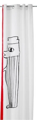 IKEA LANGÖR Curtain Panel Sailor Cartoon White Red Black 57x98" EUC Single Panel - Image 1 of 4