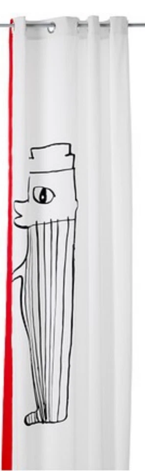 Panel Cortina IKEA LANGÖR Marinero Dibujos Animados Blanco Rojo Negro 57x98" Usado en Excelente Condición Panel Único Foto 1 de 4