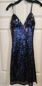 Fashion Nova Blue Sequin Cocktail Party Dress Strap Sweetheart S - Picture 1 of 4