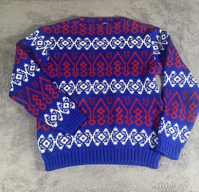 Suéter de Lana Vintage Palmett Patrón Noruego Unisex Azul Mujer 48 Hombre 54 Foto 1 de 3