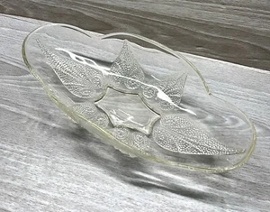 Vintage Anchor Hocking Renaissance Relish Dish Oval Clear Glass 9.5 Inch Long - Picture 1 of 8
