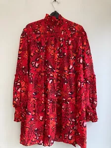TUNIKA KLEID UK 18 VON JOANNA HOPE TIERS & RUCHED ROTER TIERDRUCK ORP £ 69 BRANDNEU MIT ETIKETT - Bild 1 von 6