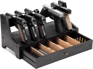 Pistolenständer Holz Kurzwaffenständer Halter Rustikal Style Waffenständer Organizer 6 Fächer - Bild 1 von 8