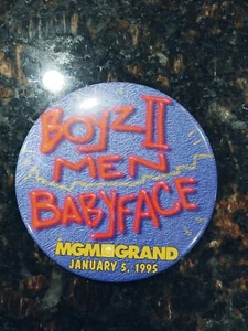 VINTAGE 3" PINBACK BUTTON BOYZ II MEN - BABYFACE concert MGM GRAND Rare HTF - Picture 1 of 2