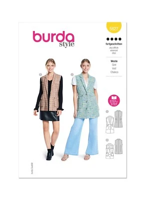 BURDA 5827 MISSES VEST GILET WAISTCOAT Sewing Pattern Size 10-20 Skill ADVANCED - Image 1 of 4