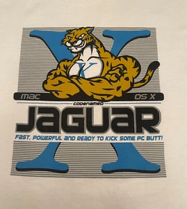 Outrageous & Rare Original Vintage Apple OS X Jaguar T-Shirt, White size Large - Picture 1 of 5