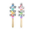 2 X Wooden Jingle Rattle Stick Sensory Musical Instrument Bell Toy Children