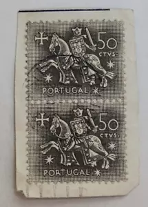 PORTUGAL Postage ~ Knight King Diniz ~ 50ctvs Gray Stamp ~ Posted/Used ~ c.1953 - Picture 1 of 6