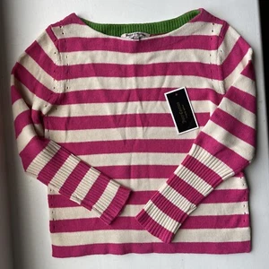 Women’s Juicy Couture Size P Pink & Ivory Striped Sweater NWT - Picture 1 of 7