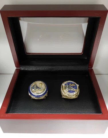 Kevin Durant - Golden State Warriors Championship 2 Ring Set W Wood Display Box Cover