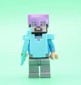 Lego Nether Portal Steve Minifigure Minecraft min060 21143 Medium Azure Armor J - Picture 1 of 5