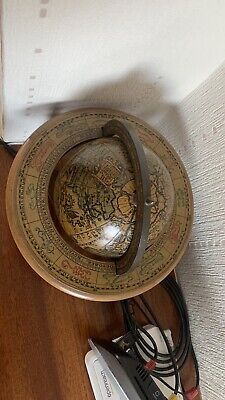 Vtg Wooden Olde World Rotating Globe With Astrology Zodiac Signs - Italian Made • 30£