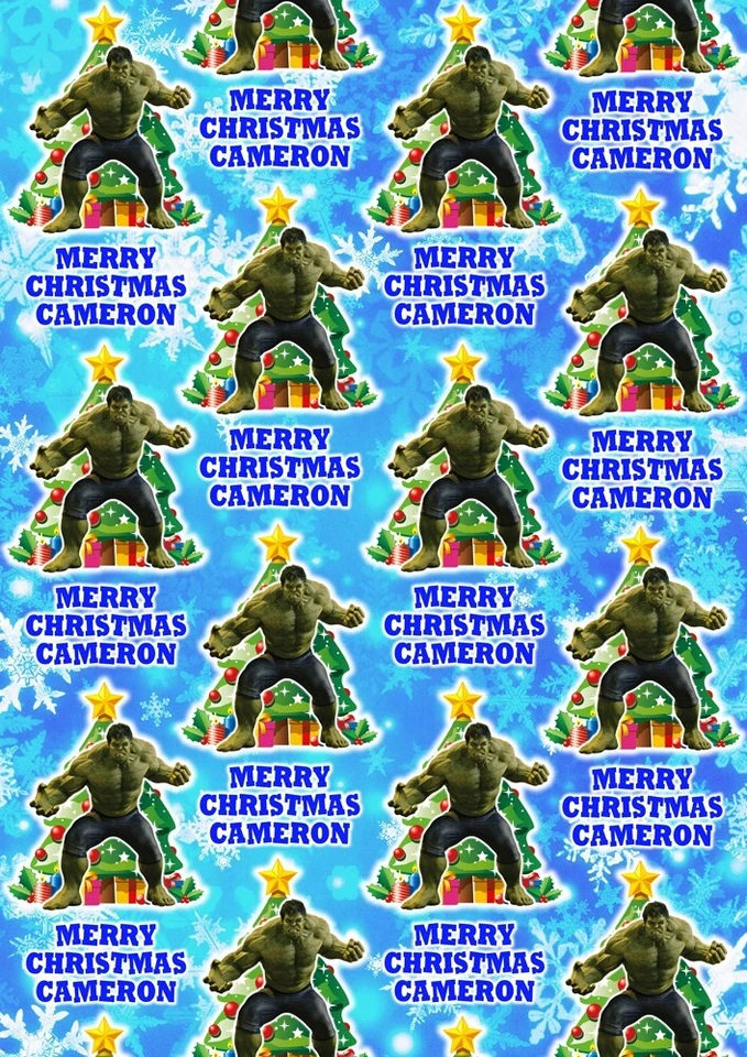 INCREDIBLE HULK Personalised Christmas Gift Wrap - Marvel Comics Wrapping Paper - Image 1 of 1