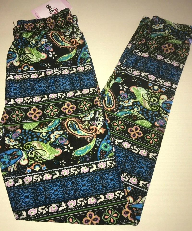 MUJERES NUEVO ocupado PANTALONES LEGGINGS ESTAMPADOS talla única ELASTIZADOS azul negro PAISLEY verde Foto 1 de 1