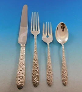 Southern Rose by Manchester Sterling Silver Flatware Set for 12 Service 57 pcs - Picture 1 of 9