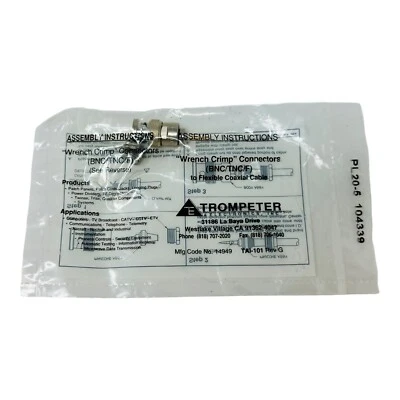 CONECTOR TROMPETER PL20-5 RF/COAXIAL BNC FRISO RETO 50 OHMS NOVO/NÃO USADO EXCEDENTE  - Imagem 1 de 4