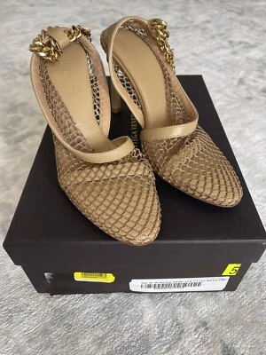 Bottega Veneta Sand Tex 网眼泵带金色踝链 35 码 — 第 1/4 张图片