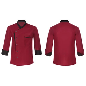 Men's Long sleeve Chef Coat Jacket Men Kitchen Workwear Hotel Cooking Uniform - Picture 1 of 34
