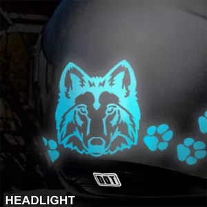 Juego de calcomanías de casco de motocicleta Hyper Reflective Wolf cabeza and Paws #682R - Imagen 1 de 9