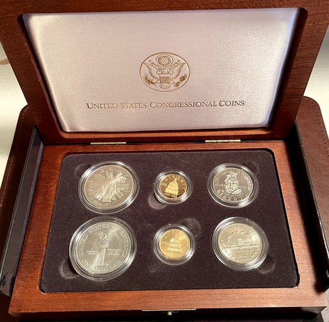1989 US Congressional Coins Gold & Silver 6-Coin Set - Proof & BU - Original Box Cover