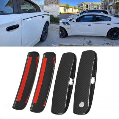 For 2011-2020 Dodge Charger Carbon Fiber Door Handle Covers Decor Cover Trim NEW - Image 1 of 4