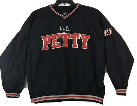 Kyle Petty Mens V Neck Pullover Jacket NASCAR #45 Sprint Size L Black Cover