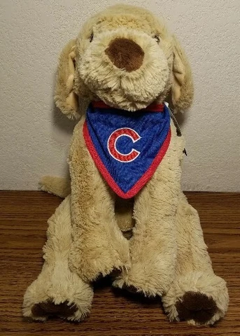 MLB Chicago Cubs Forever Collectibles Clark Tan Puppy Plush with Scarf Cover