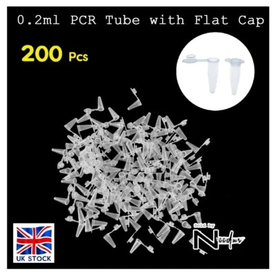 200 pcs Tiny 0.2ml Clear plastic test tube centrifuge vial with snap cap - UK - Image 1 of 4