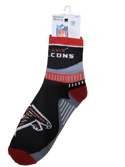 Atlanta Falcons Football Black with Red RMC Vortex Deuce Crew Socks