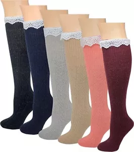 Sumona 6 pairs Women Cable Knit Knee High Winter Boot Socks - Picture 1 of 4