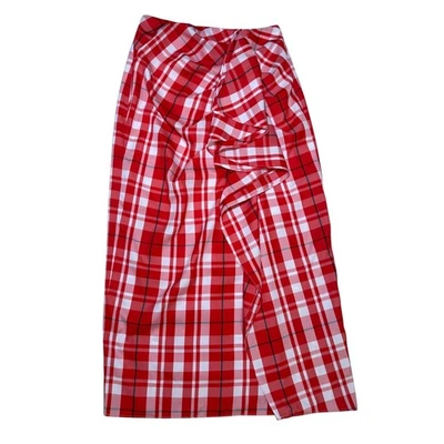 J. Maxi Falda a Cuadros Roja Blanca Colección Crew Estilo Envolvente Talla 00 Foto 1 de 4