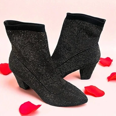 12Thompson Negro y Dorado Tacón Bloque Calcetín Botas Se Ajusta Como una Talla US 9? Foto 1 de 4