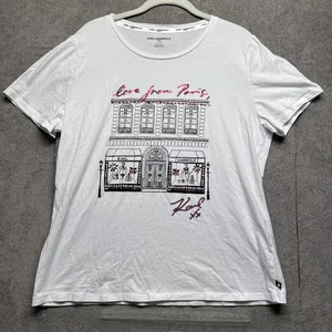 Karl Lagerfeld Paris French Graphic Travel Tee weiß Damen T-Shirt Large - Bild 1 von 8