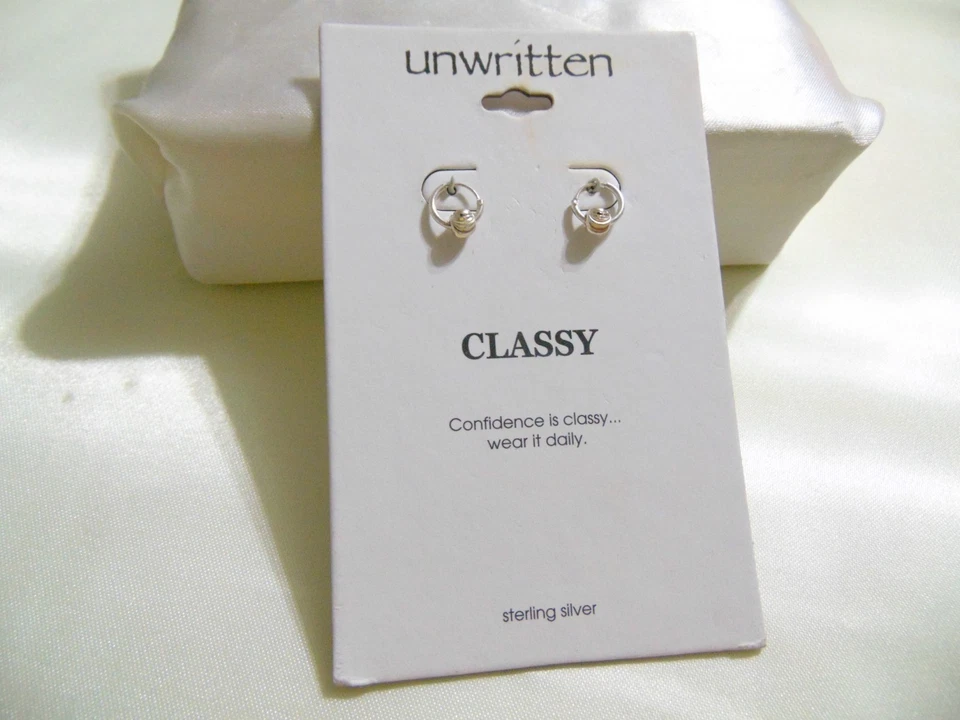 Unwritten Classy Sparkles Sterling Silver Hoop Earrings 1 Inch Macy's L319