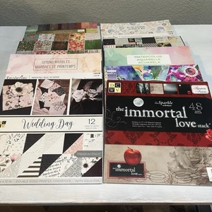 Lot of 10 scrap book 12x12 paper 21 lb Large Lot Wedding Watercolor Heavyweight - Picture 1 of 18