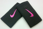 Nike Tennis Premier Doublewide Wristbands Adult Thunder Grey/Laser Fuchsia