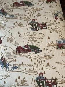 Ponderosa Ranch Mappa Nevada Vintage Western Coperta/Copriletto Doppio Cavallo Cowboy - Foto 1 di 19