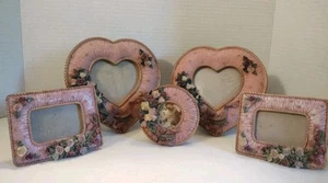 Ganz Viktorianischer Stil Bilderrahmen Floral Harz 3D Rosa Herz Rund & Rechteckig - Bild 1 von 19