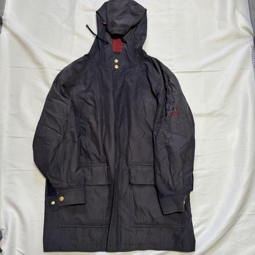 Cappotto giacca Christian Dior MONSIEUR CD oro bottoni logo ricamato con cappuccio blu navy