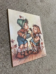 Targa chitarra Evan Hummel ragazzo e ragazza che suona musica vintage 7x8 arte armonia usata in ottime condizioni - Foto 1 di 1